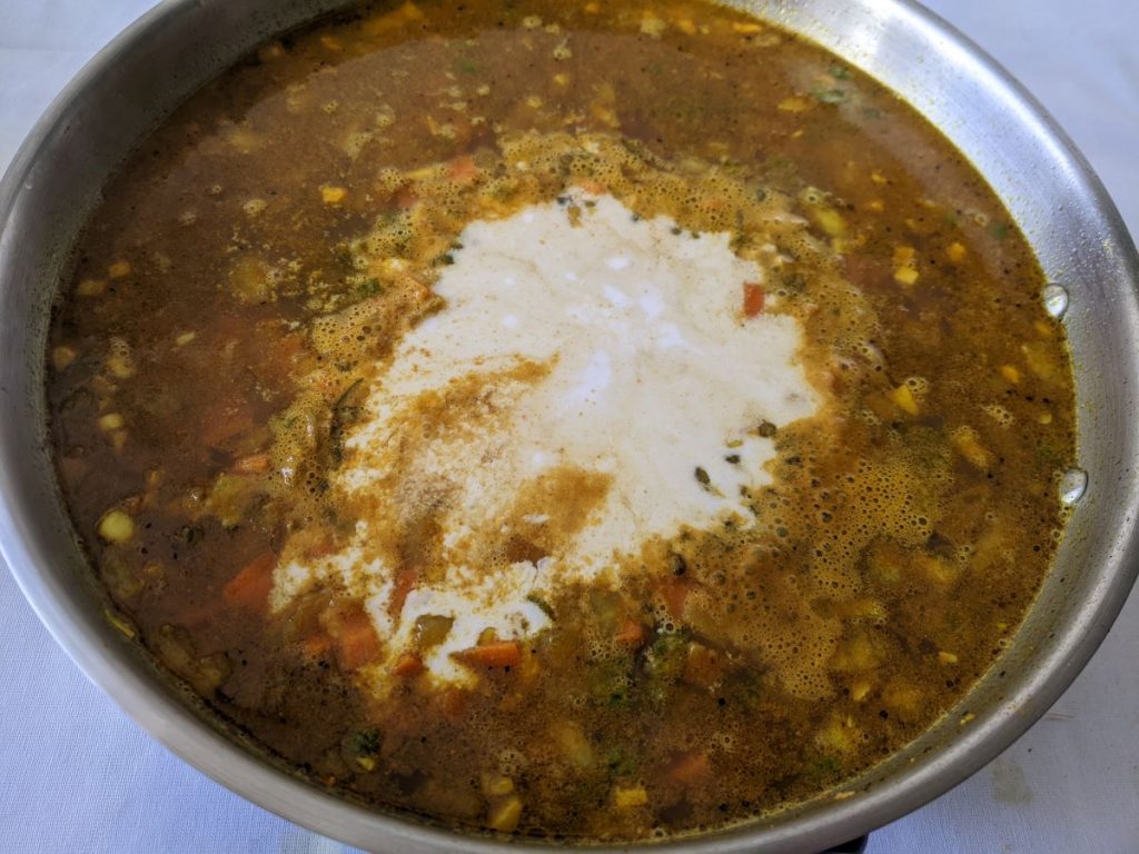 green lentil dahl cooking