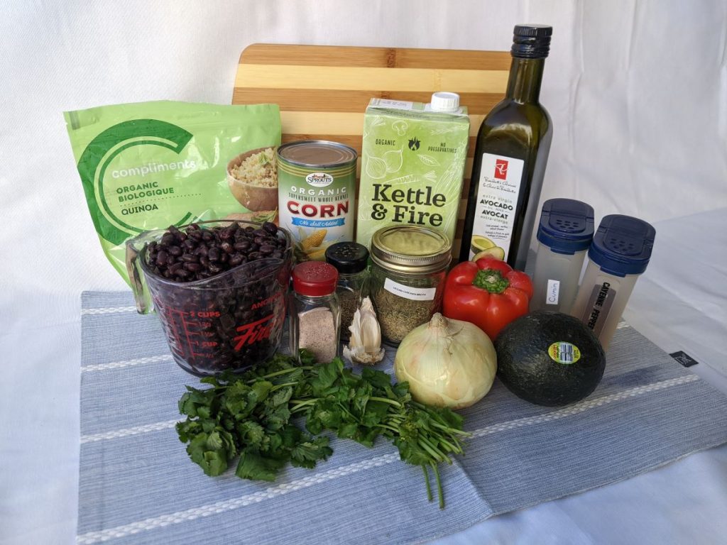ingredients for black bean quinoa skillet