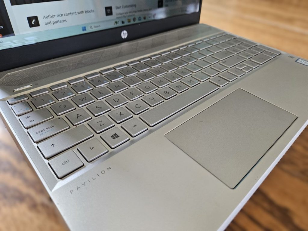 Close up picture of the keyboard on a laptop.